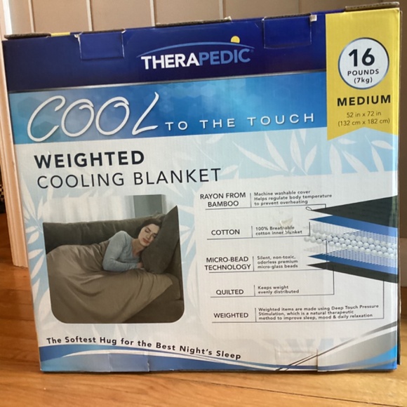 Therapedic Tan Weighted Cooling 16 lb. Blanket, Brand New in Box - Picture 2 of 5